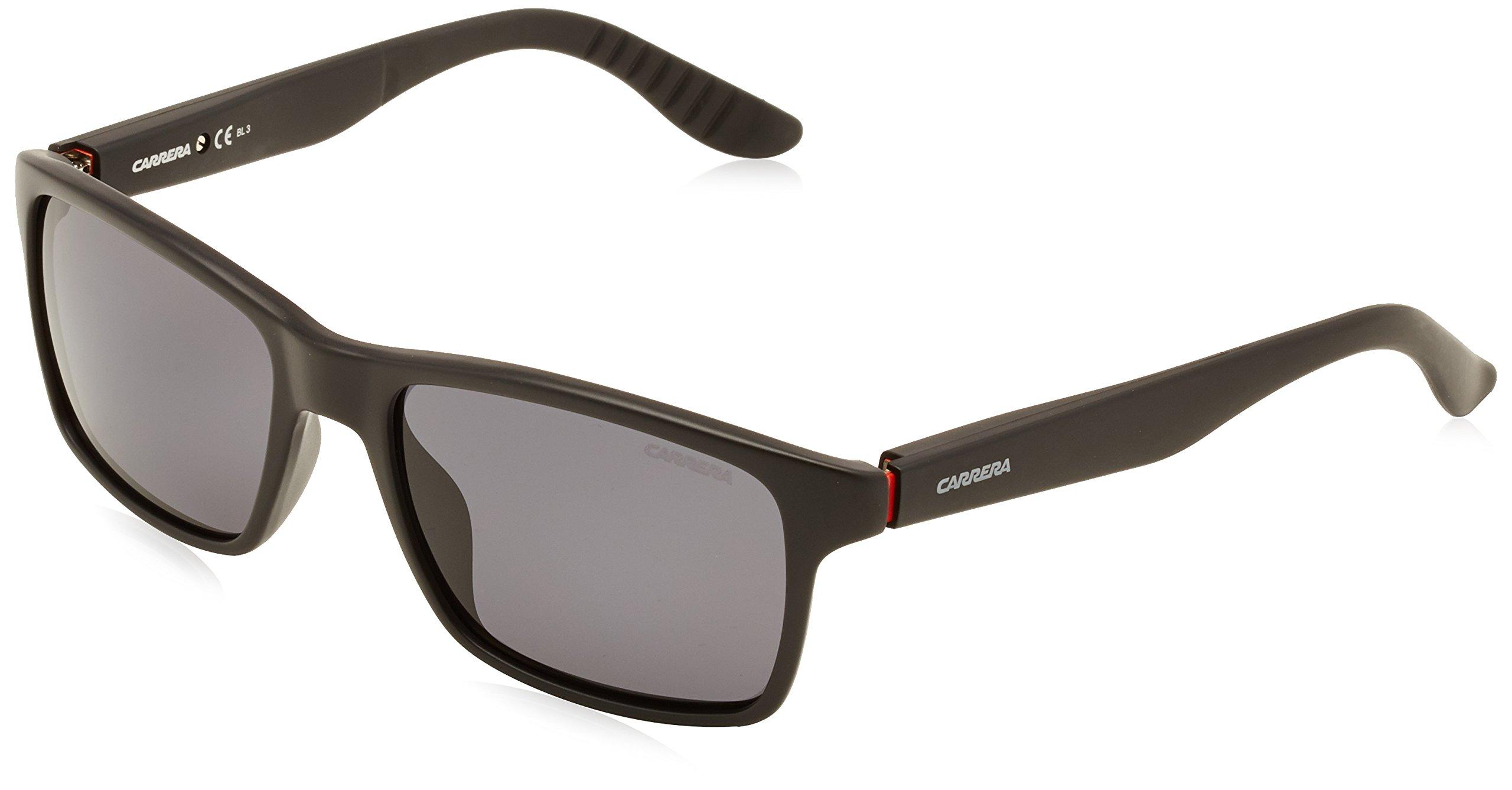 Carrera Carrera Men's CA8002/S Rectangular Sunglasses, Matte Black/Polarized Gray, 54 mm