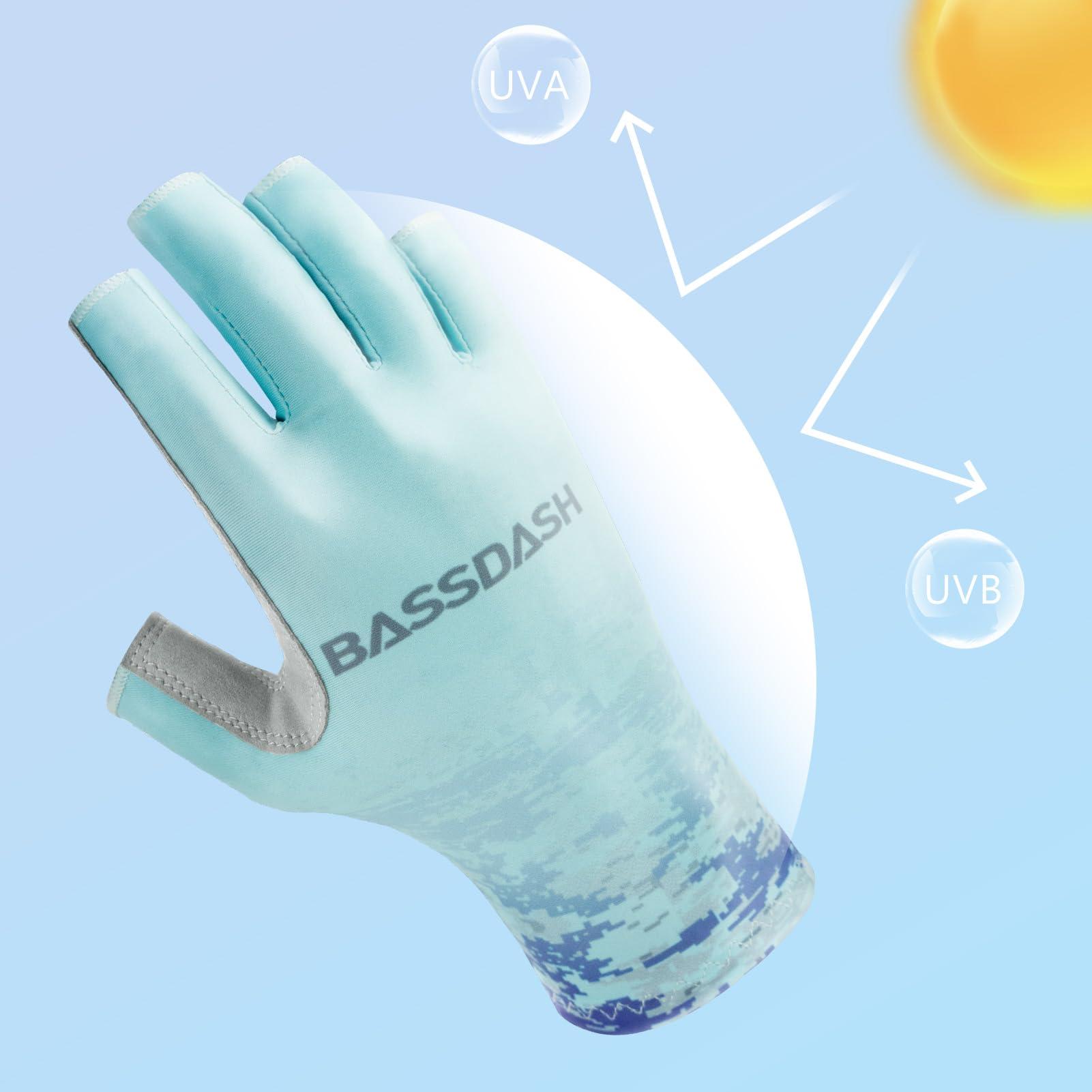 BASSDASH BASSDASH ALTIMATE UPF 50+ Womens Fishing Gloves UV Sun Protection Fingerless Gloves for Kayaking Paddling Hiking Cycling Driving Shooting Training