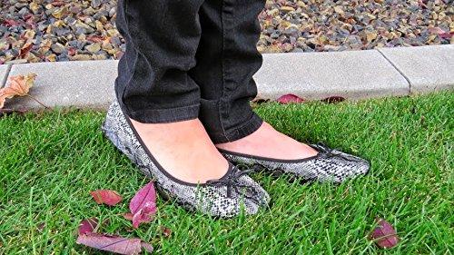 Fit in Clouds Womens Patent Style Foldable Portable Ballet Flats Shoes That fit in a Carry Pouch (11, Black Diamond, Numeric_11)