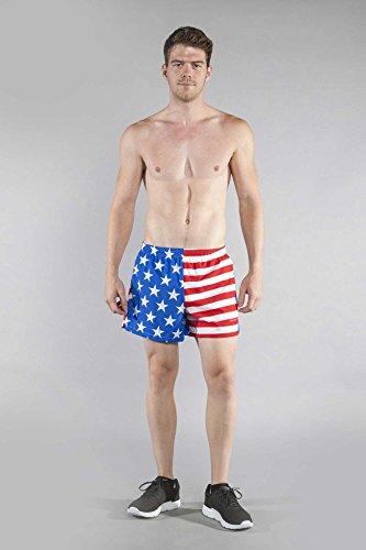 B.O.A B.O.A Boa Mens Stretch 3.75\" V-Notch Running Short US Flag (1102SWP) SIZE SM