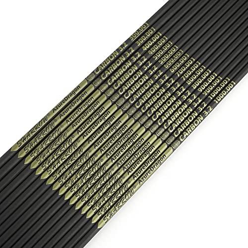 HNZMDY HNZMDY 32 Inch Archery Pure Carbon Arrow Shaft Spine 300-1000 Pure Carbon Arrow Shaft Carbon Shaft Tube DIY Archery (12, Spine 400)