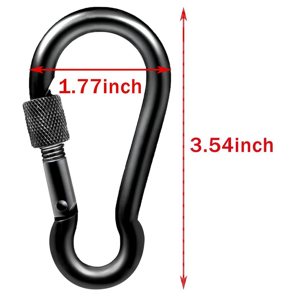 PROND PROND Locking Carabiners, Heavy Duty Carabiner, 316 Stainless Steel Screw Lock Carabiner Hooks (Black - 1PCS)