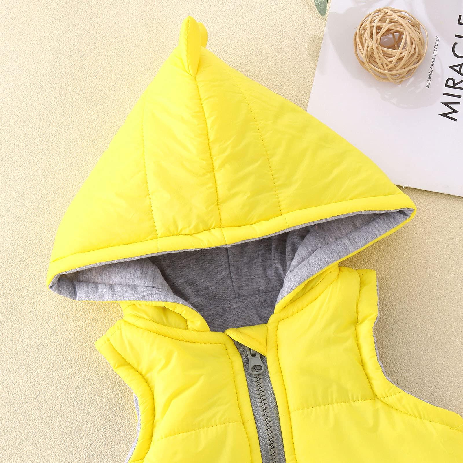 YDNGF Toddler Baby Girl Hoodies Vest Outwear 3D Dinosaur Sleeveless Waistcoat Warm Jacket 6M-6Y (Yellow, 18-24 Months)