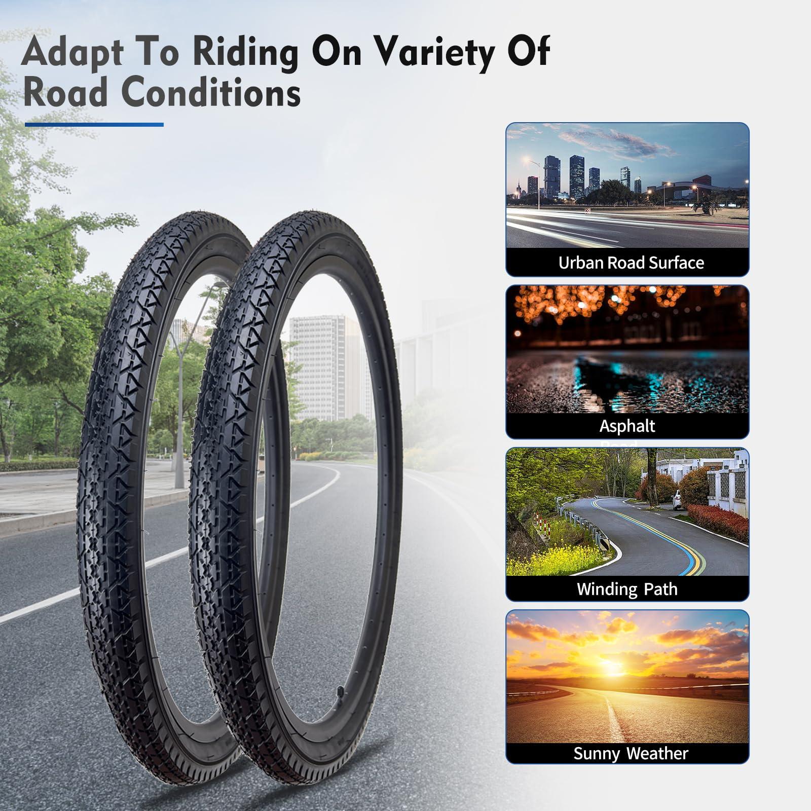 HUIOK 26 Inch Bike Tires, HUIOK 26x2.125 Bicycle Tire Folding Beach Cruiser Tires Replacement with Tubes and Levers