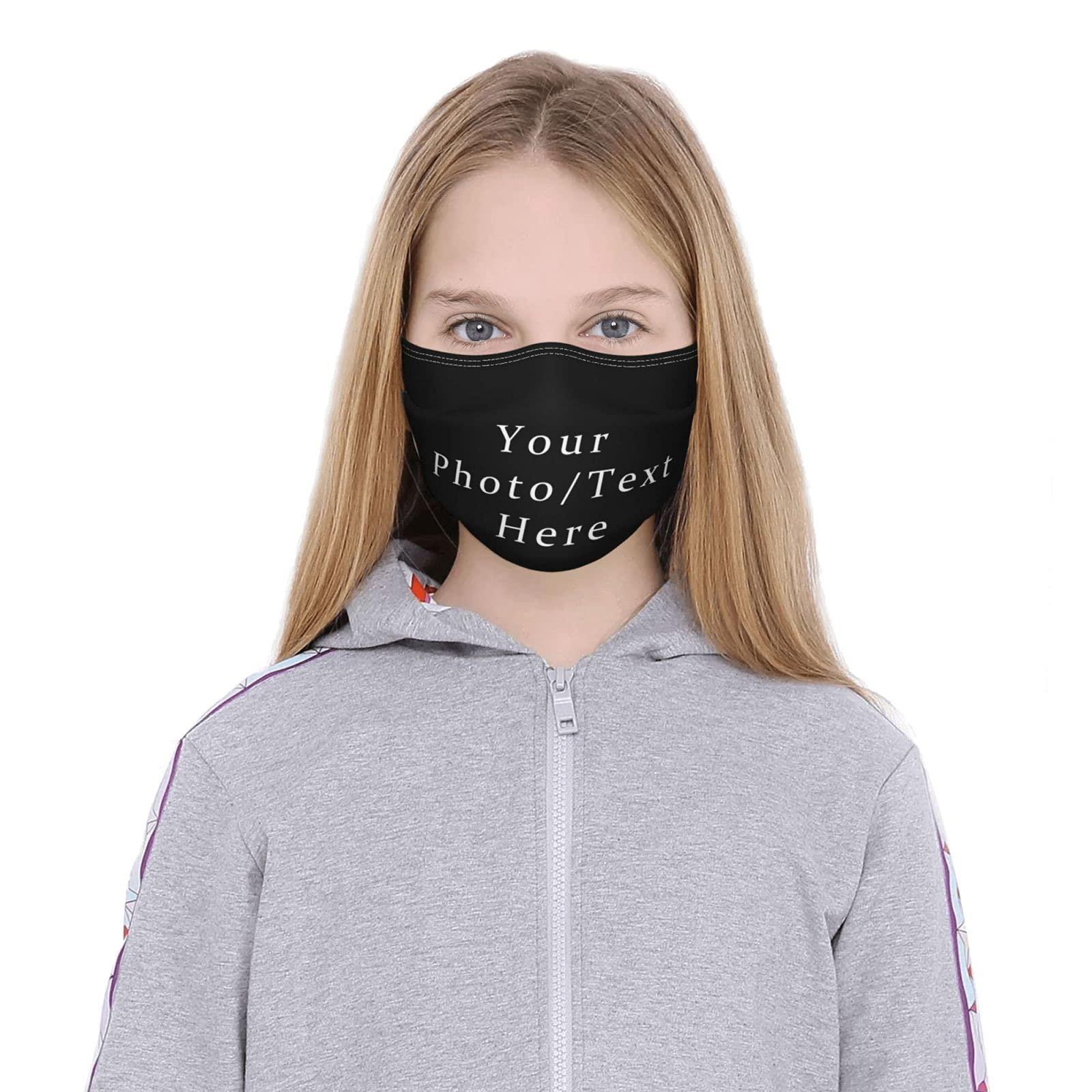 Twodances Custom Face Masks,Personalized Design Breathable Mouth Mask Balaclava Bandanna with Filter Slot Reusable Face Cover for Child Kids Teenagers S