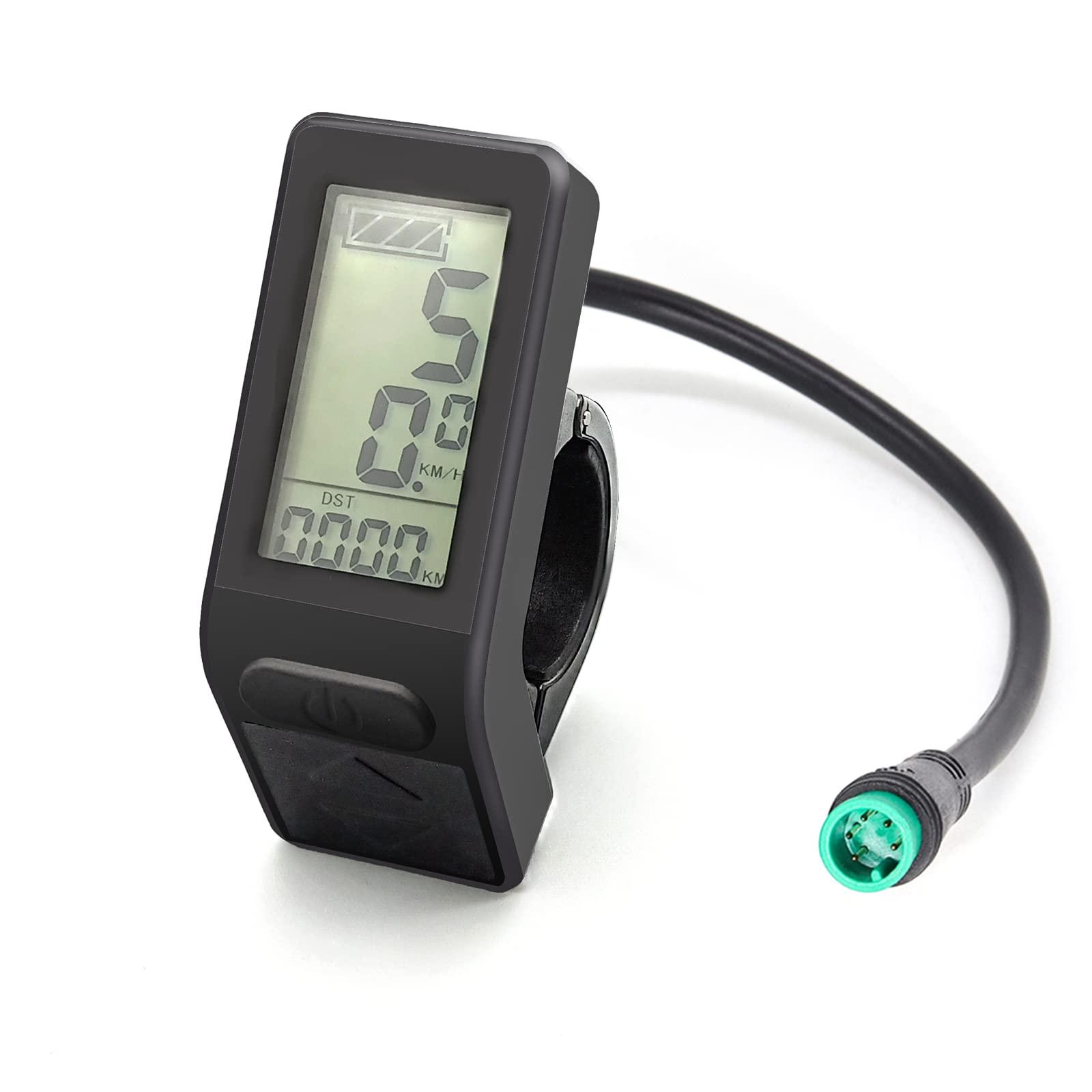 HUDAMZKY Ebike LCD Display Mini Meter KT-LCD4 Display Compatible 24V 36V 48V 52VKT Controller Electric Bike Conversion Kit (LCD4 Waterproof Plug)
