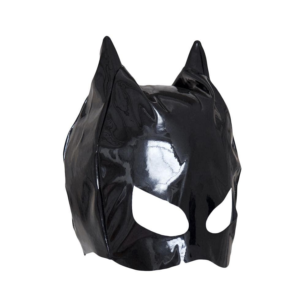 FRLUYNG Halloween Cat Mask Women's Black PU Leather Mask Cat Masquerade Masks Halloween Mask Carnival Party Costume Cosplay, M