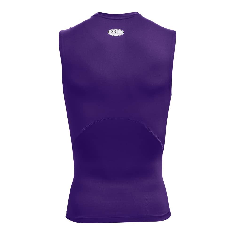 Under Armour Under Armour Men's Armour HeatGear Compression Sleeveless T-Shirt, Purple (500)/White, Large