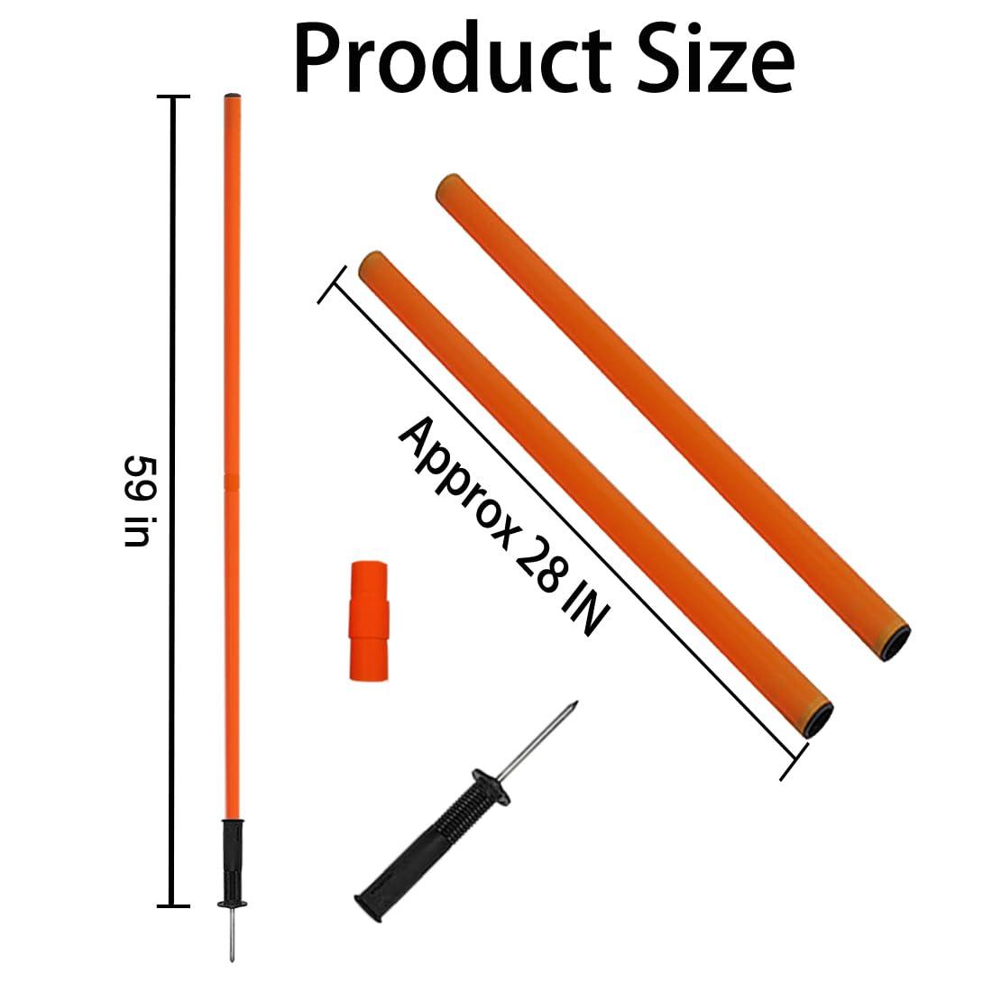 TNZMART TNZMART Orange Spring Speed Pole Set Soccer Plug-in Type Dribbling Pole Agility Coaching Sticks with Black Spring Nailing Base (Pack of 6, 4.9 FT)