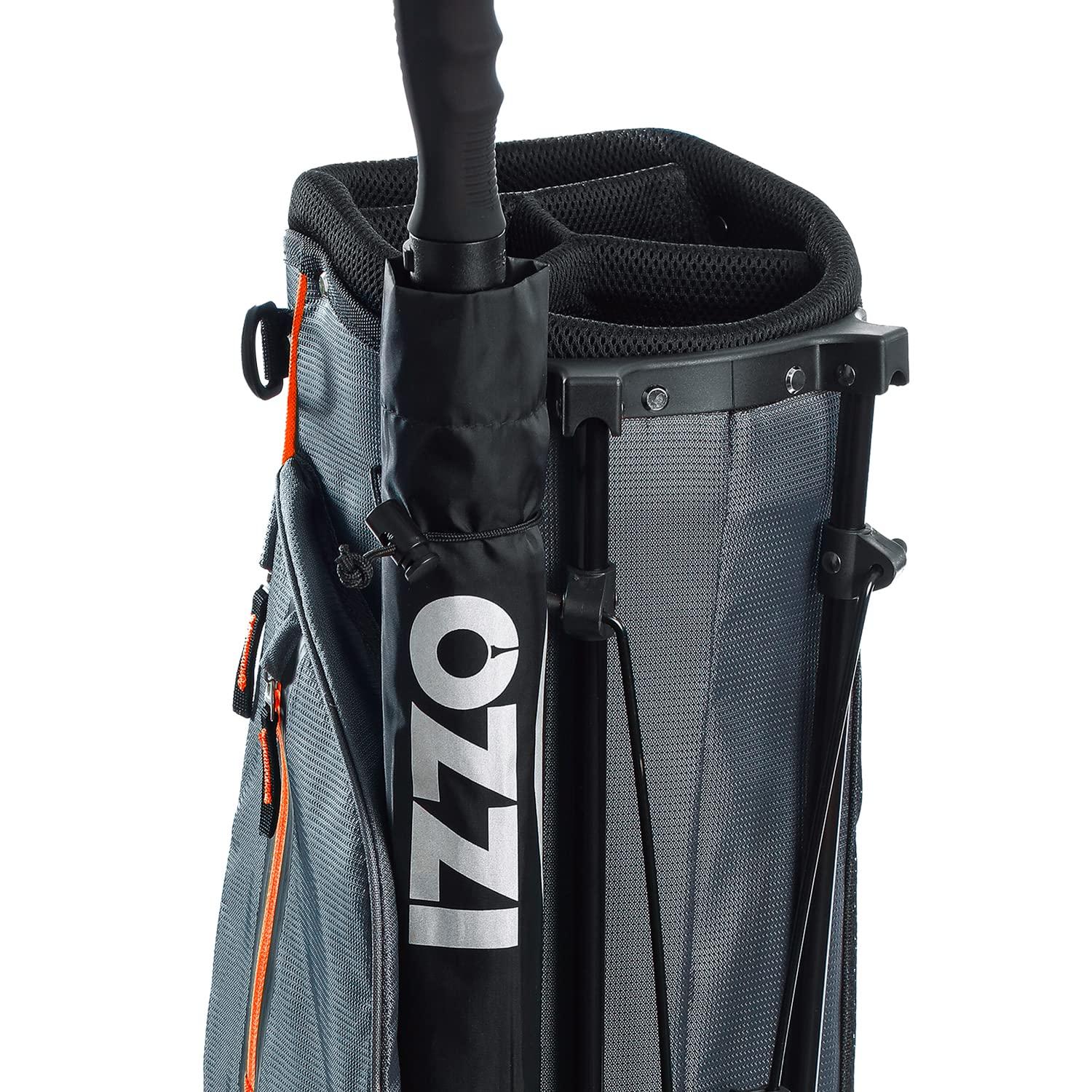 Izzo IZZO Golf Ultra-Lite Stand Golf Bag with Dual-Straps & Exclusive Features, Grey/Orange, 3.2 pounds