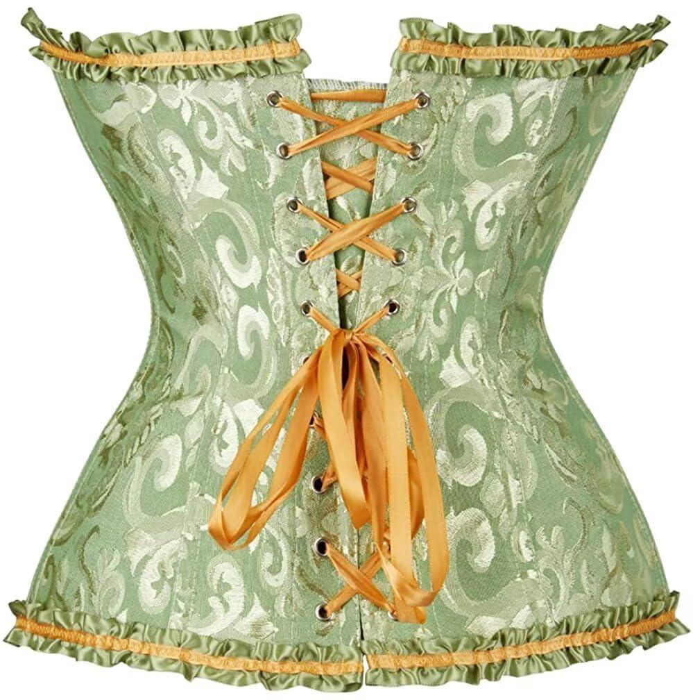 Jutrisujo Green Corset Tops for Women Bustiers Satin Shapewear Lace up Princess Plus Size Ladies 4XL