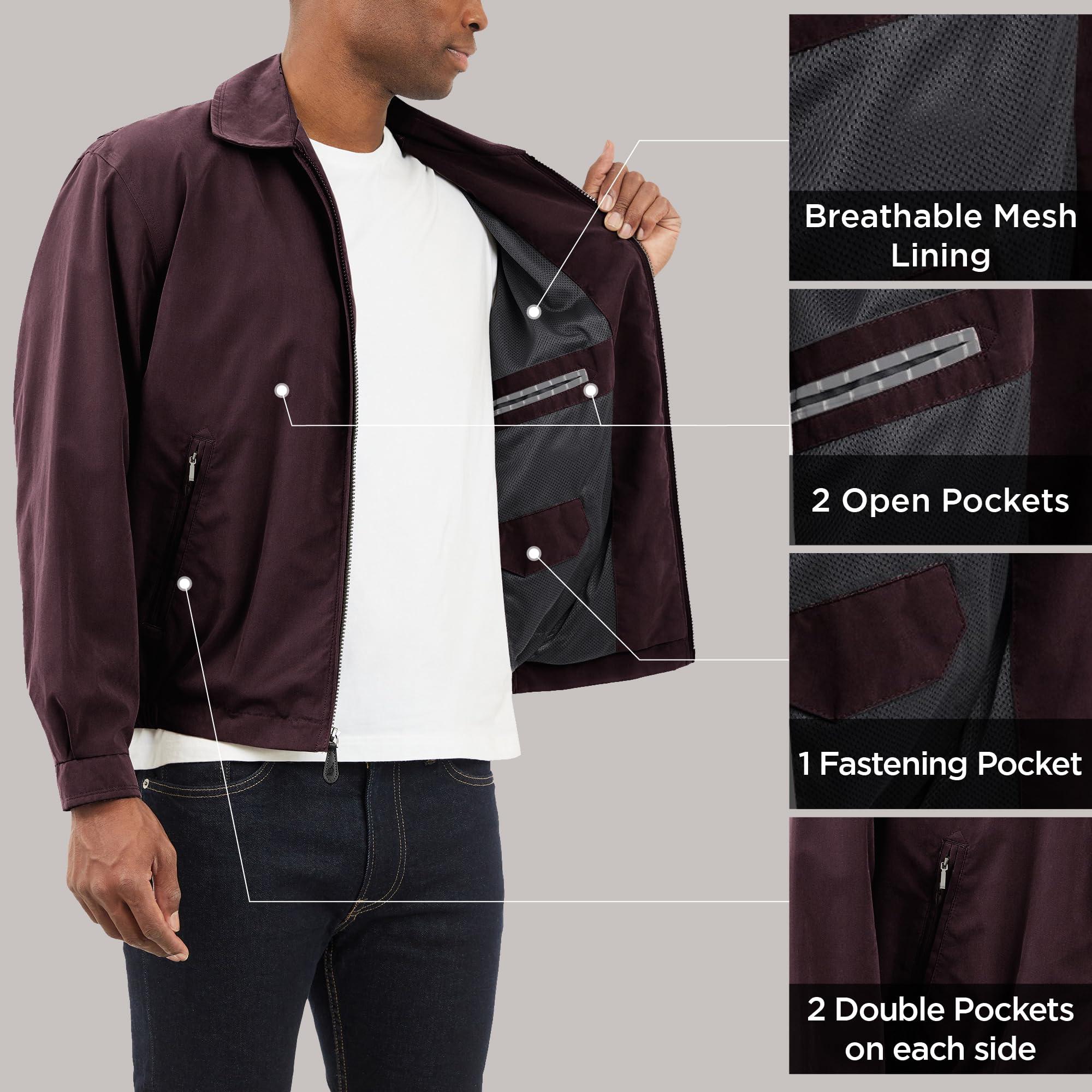 LONDON FOG London Fog Men\'s Auburn Zip-Front Golf Jacket (Regular & Big-Tall Sizes), Maroon, Large