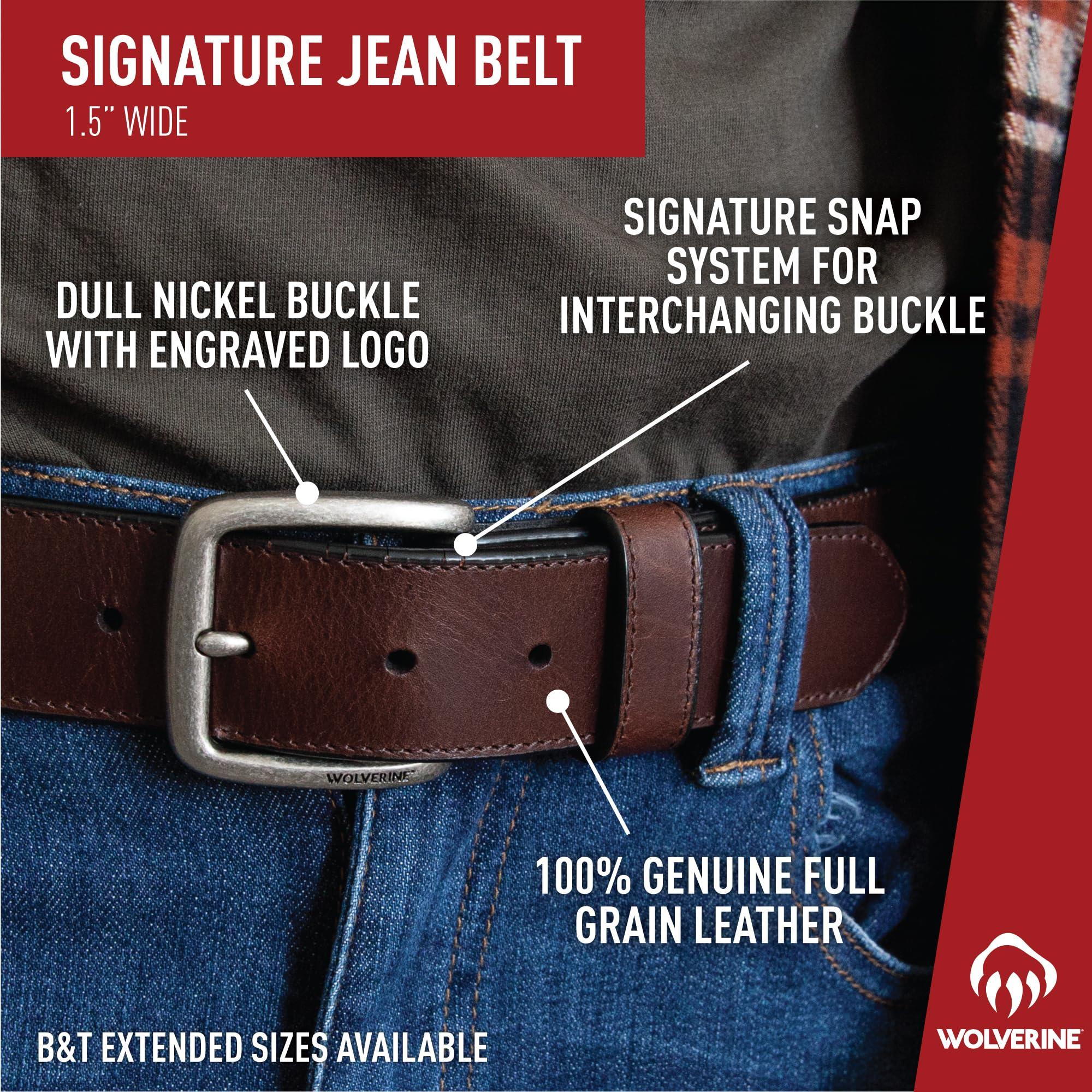 Wolverine Wolverine Men Rugged Boot Leather Work Belt, Signature-Black, 42"