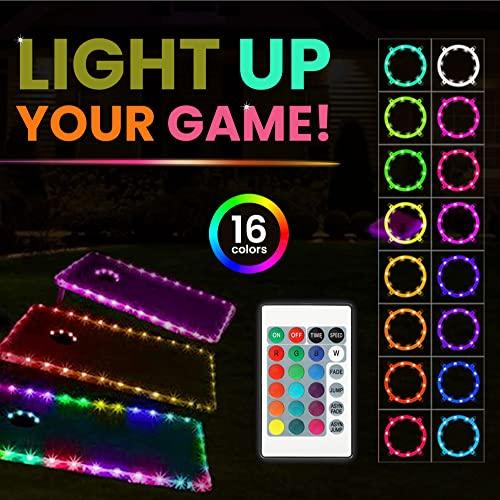 Skip\'s Garage Skip\'s Garage Guinea Pig Cornhole Set - All-Weather 2x4 (Weather Bags) - Include Case + Edge Lights