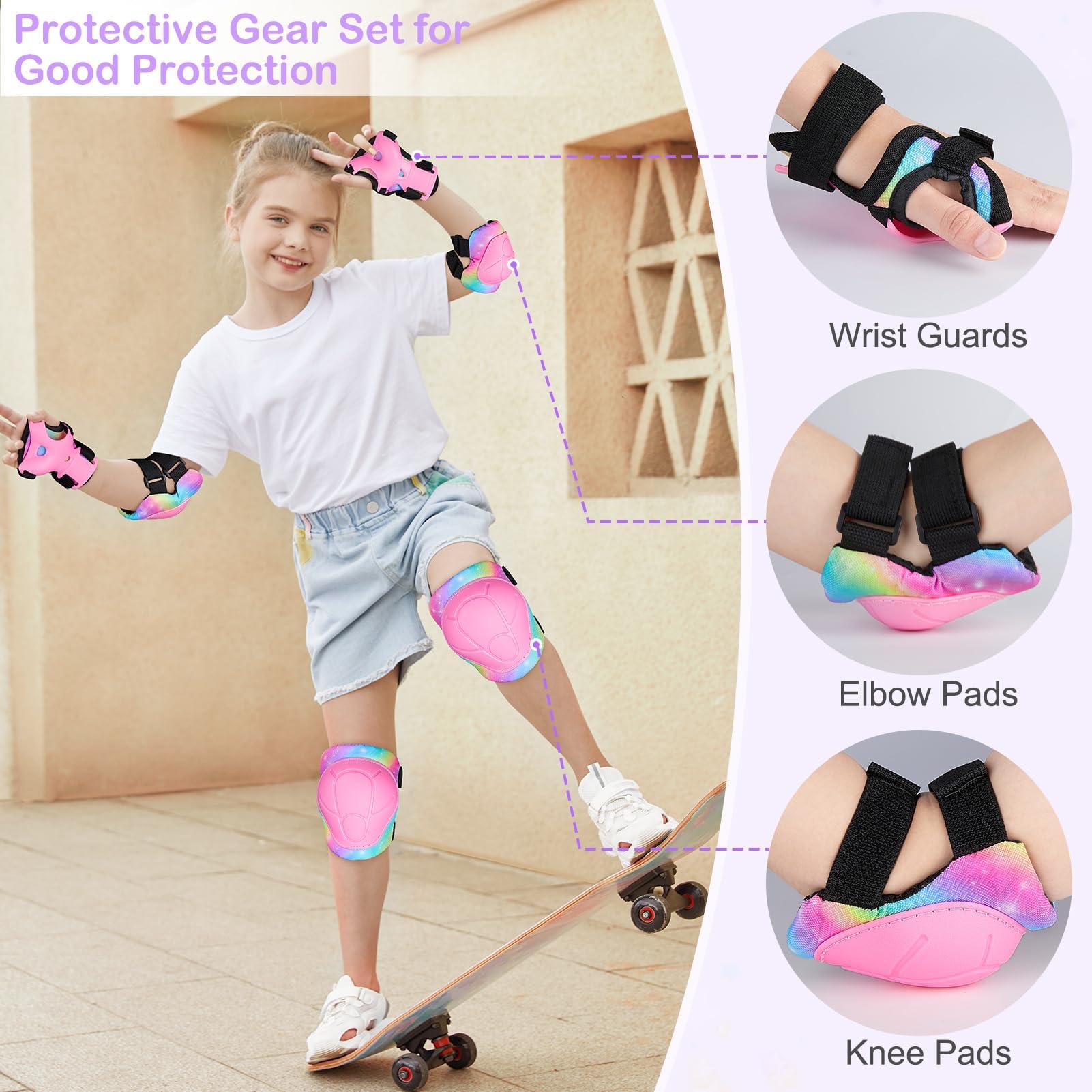 Lemmeko Lemmeko Knee Pads for Kids, Adjustable Kids Knee Pads and Elbow Pads Set for Boys Girls 3-8-13 Years, Toddler Knee Pads and Elbow Pads Set for Skating Roller Skate Scooter Cycling