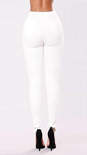 JJ-GOGO White Embroidered Jeans - Women High Waisted Ripped Skinny Jeans Denim Distressed Jeans