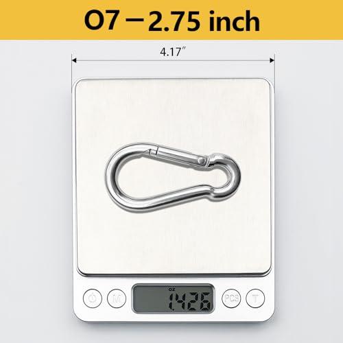 ThreeLeaves ThreeLeaves 2.75 Inch Stainless Steel Carabiners for Camping. Bulk Carabiner Clips Small. Stainless Steel Spring Snaps Hooks for Camping. (25 Pack)