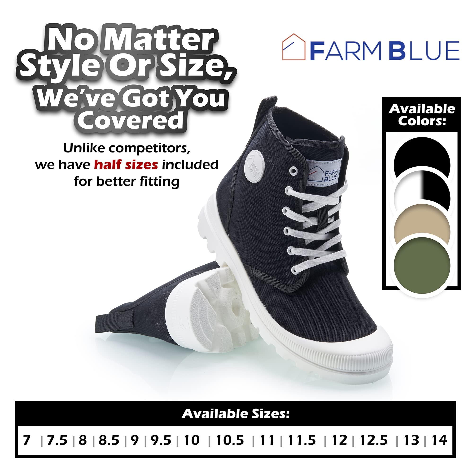 Farm Blue Farm Blue Men's Ranger Boots - High Top Hiking Shoes for Men - Water-Resistant Canvas Combat Boots with Orthotic Insoles - Tactical Shoes for Casual, Work, or Outdoor Wear, Black & White, 7.5