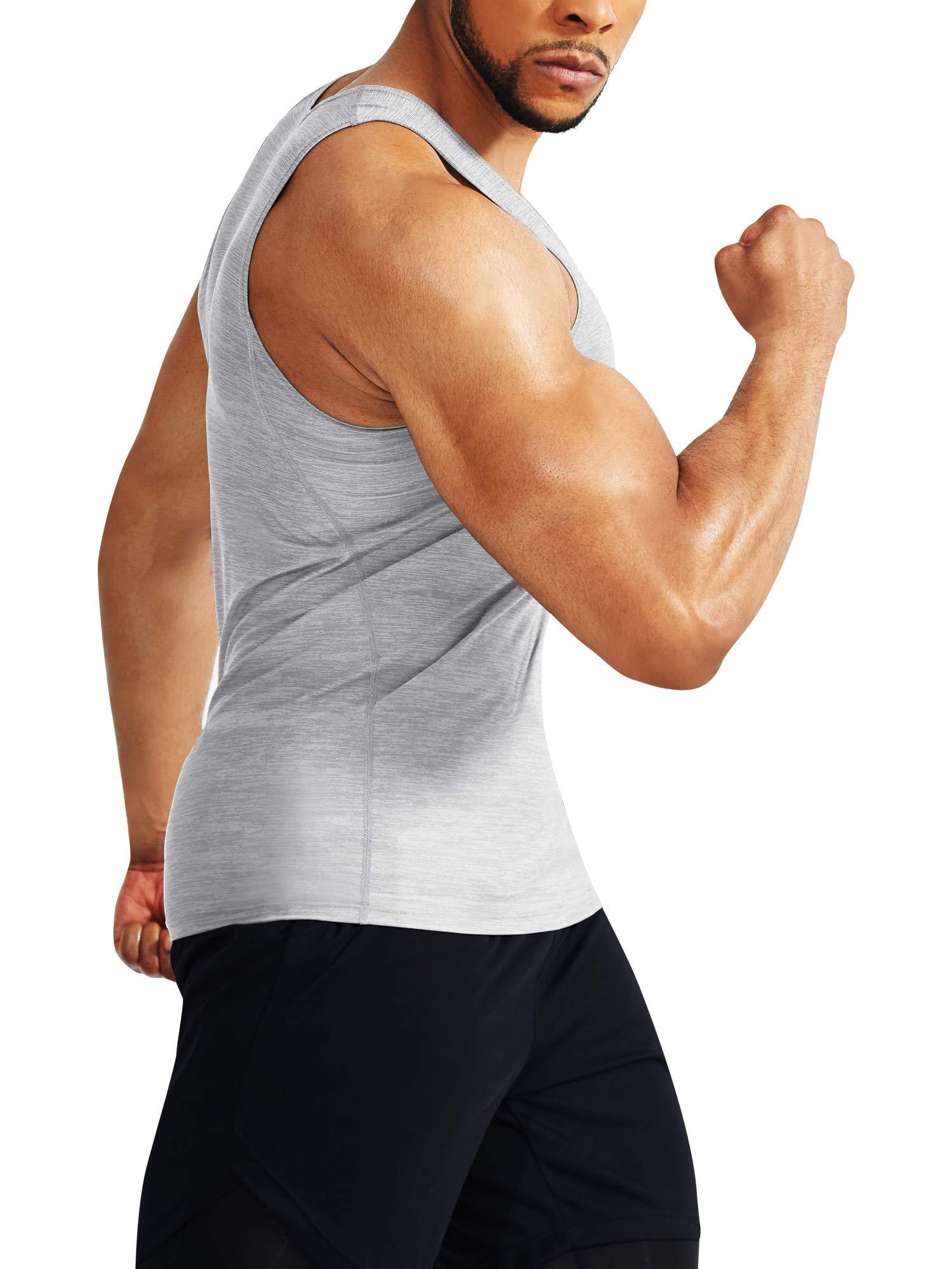 NELEUS NELEUS Men\'s 3 Pack Compression Tank Top Tight Muscle Shirts,5074,Light Grey,US XL,EU 2XL