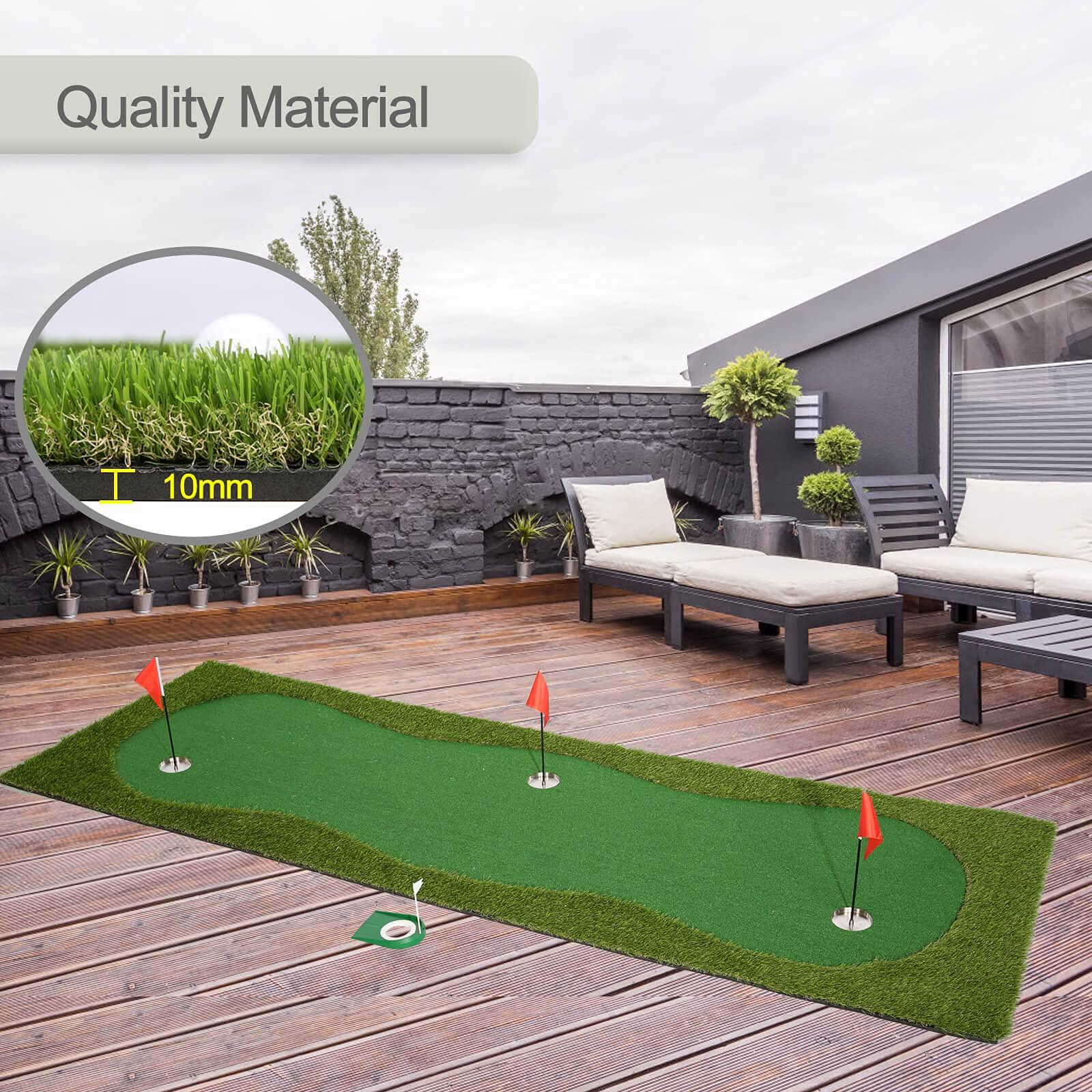 Chriiena Chriiena Golf Putting Green, Practice Putting Green Mat, Large Professional Golfing Training Mat for Indoor Outdoor (3.3X10ft)