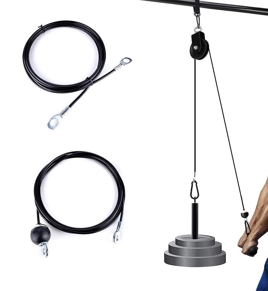 AIKESIWAY Fitness Pulley Cable,Replacement Cable Machine Accessories,Cable Pulley Attachments for Gym -Thick 5mm(0.2inch) Heavy Duty Steel Wire Rope for Home Gym Cable Pulley Machine (Type-B, 118 inches)