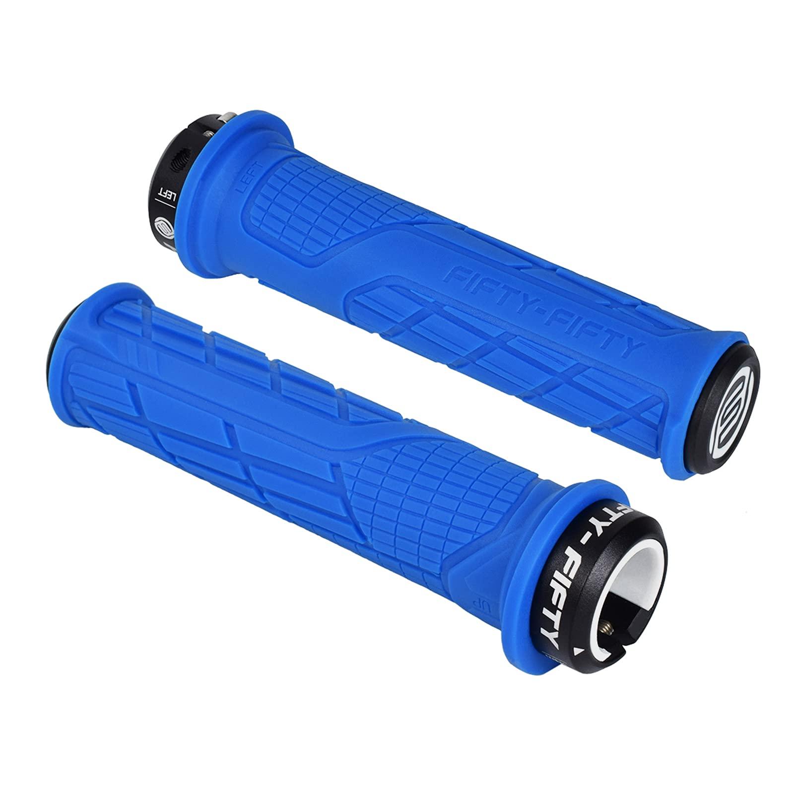 FIFTY-FIFTY FIFTY-FIFTY Mountain Bike Handlebar Grips, Single Lock-on MTB Grips, 4-Pack Mountian Bike Bar End Plugs, Bicycle Handlebar End Caps