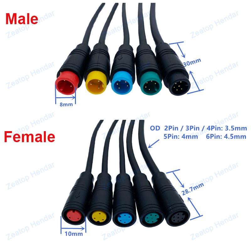Zeatop Hendar Zeatop Hendar M8 Y Splitter E-Bike Cable M-8 1 Female to 2 Male 2 3 4 5 6 Pin Electric Bicycle Plug for Scooter Brake Signal Sensor Wire Adapter for BBS01/BBS02/BBSHD Shift Sensor Brake (3Pin), Black