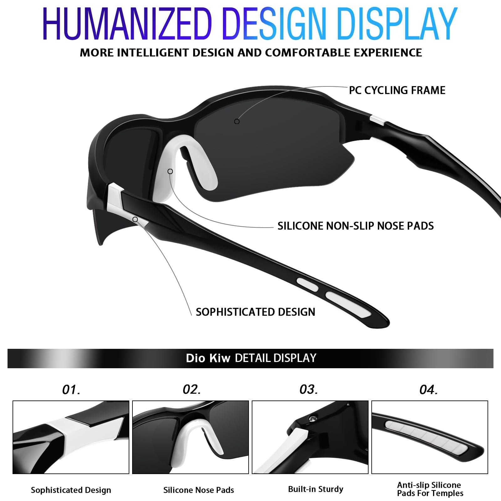 DioKiw DioKiw 3PACK Sports Polarized Sunglasses for Men Cycling Running Fishing UV400 Protection Sun Glasses Lightweight Half Frame Goggles