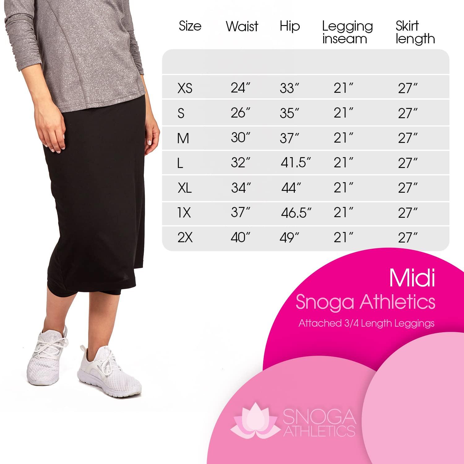 Snoga Athletics Snoga Womens Modest Midi Athletic Pencil Skirt w Leggings| Chlorine & Waterwear Friendly Kosher Pencil Skirted Capri Legging Black