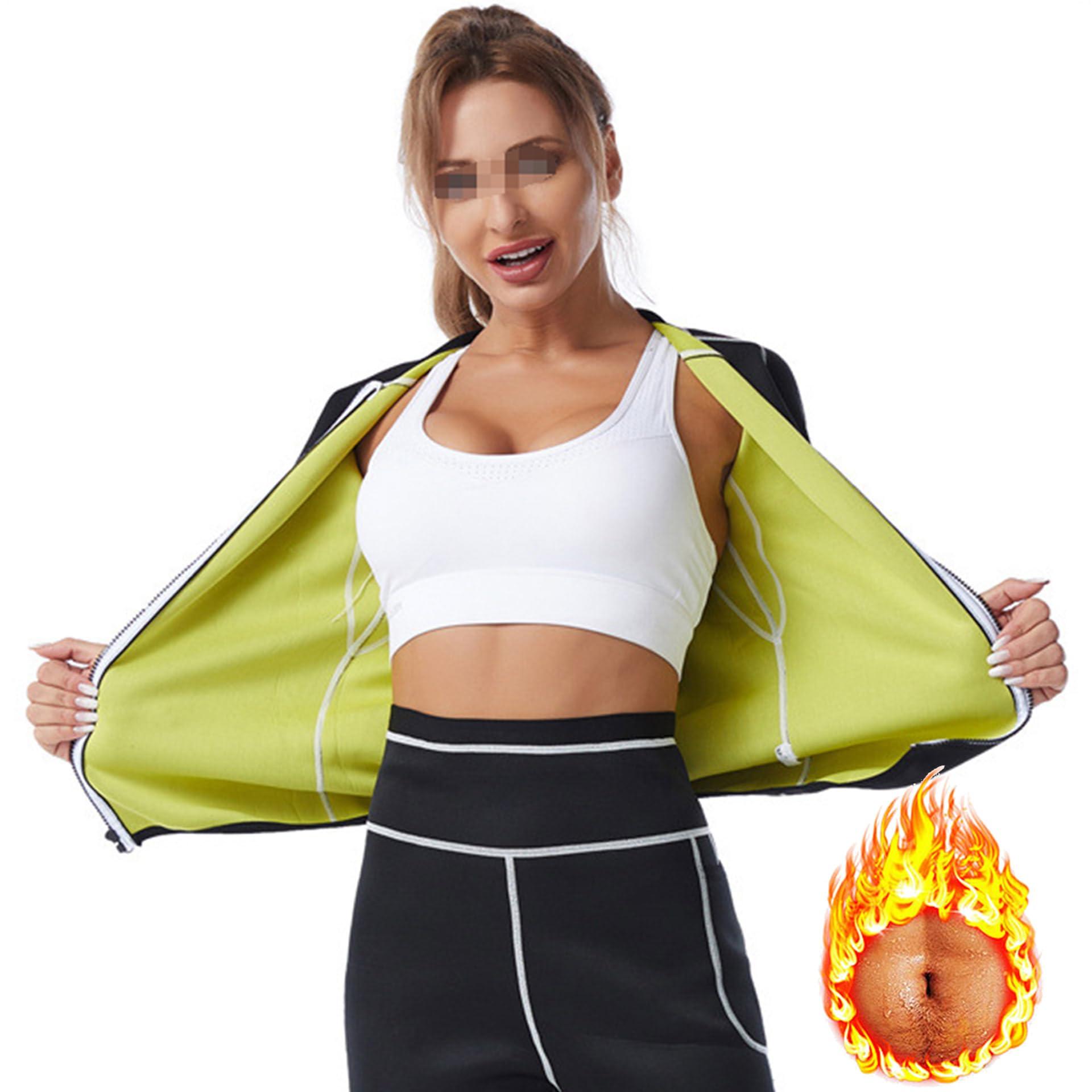 Vuirrm Vuirrm Sauna Shirt for Women, Women's Workout Top Long Sleeve Burn Fat Tummy Control Neoprene Corset Sweat Slimming Body Shaper,S,Black