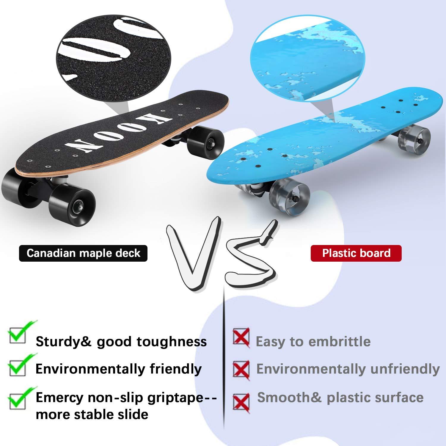 KO-ON KO-ON Skateboard Complete Skateboards 27 Inch Mini Cruiser Skateboards for Beginners Kids Boys and Girls (Check)