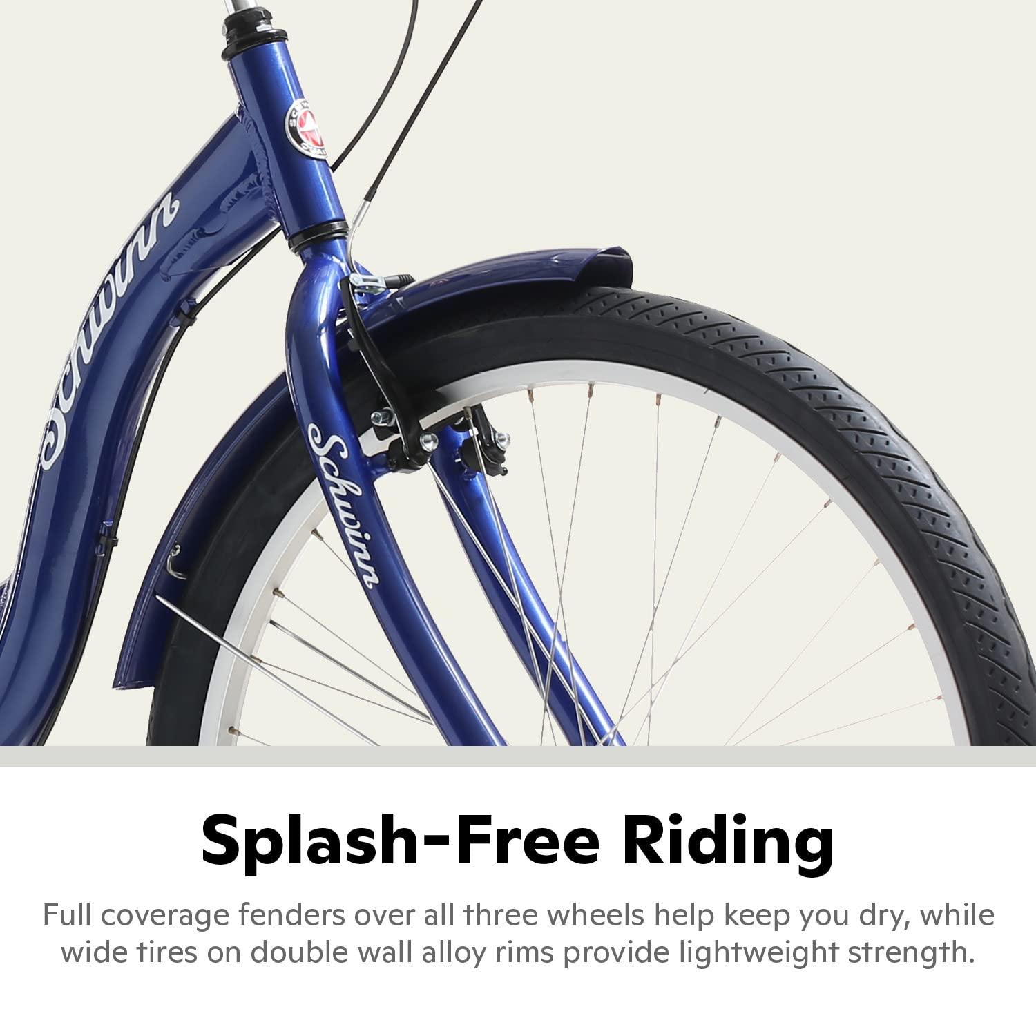 Schwinn Schwinn Meridian Adult Tricycle, 26 Inch Bike for Women and Men, Single-Speed Adult Trike, Low Step-Through Frame, Springer Cruiser Seat, Upright Riding Position, Bike with Basket, Tricycle for Adults