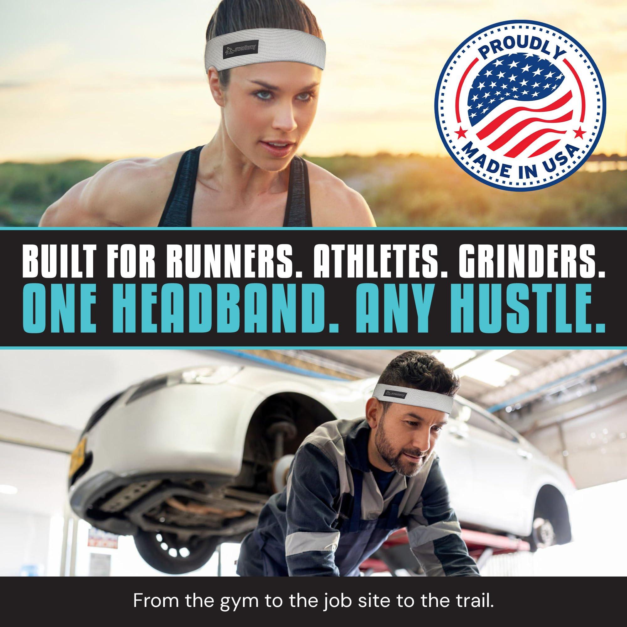 SweatHawg Headwear SweatHawg Double Absorbency Headband| Adjustable Sports Headband for Men & Women | Ultra-Wicking, Quick Drying and Cooling/Lightweight Sweat Control | Ideal for Work, Workouts, and Sports | White