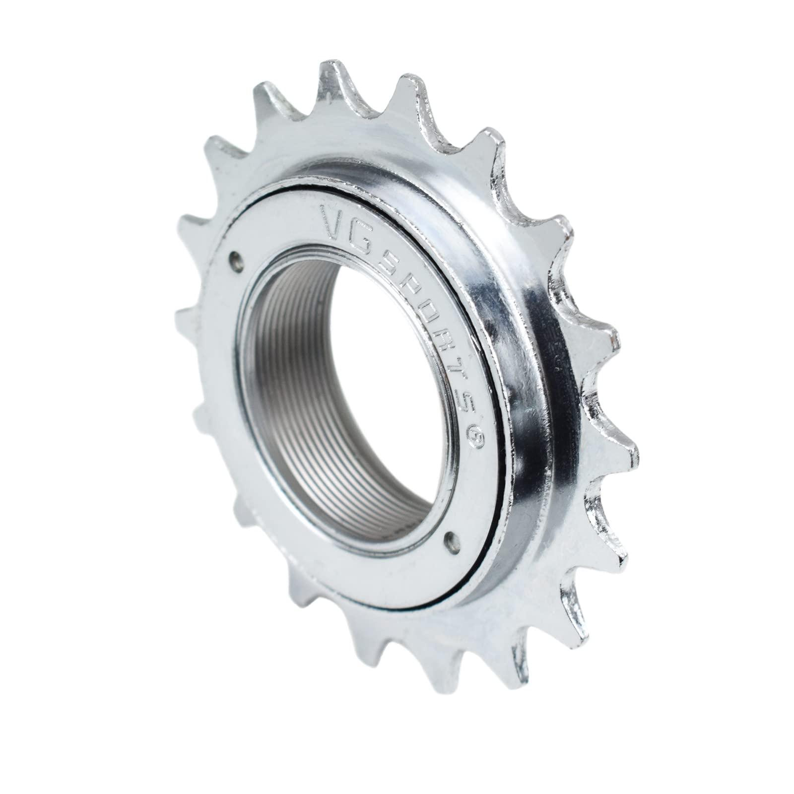 VG SPORTS VG SPORTS Single Speed Bike Freewheel, 18T Compatible with 1/2' x 1/8' Bicycle One-Speed Freewheel Threaded Type Freehub Replacement Parts (Silver)