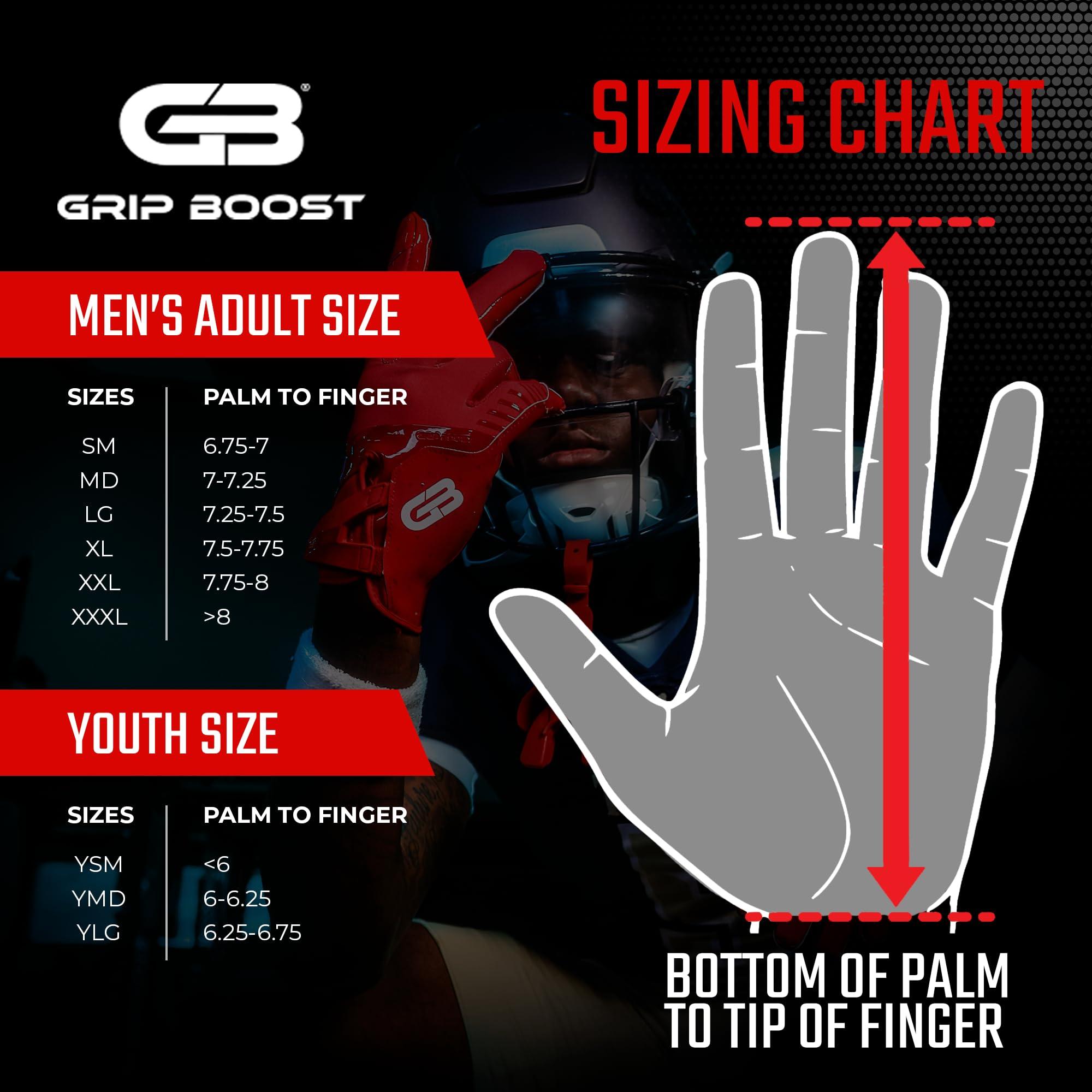 Grip Boost Grip Boost Football Gloves - Solid Stealth 6.0 Boost Plus Sticky Technology - Adult and Youth Football Gloves for Wide Receiver - Men's and Boys Sizes (Solid Chrome, Large)