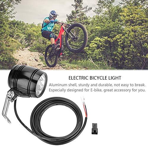 Dioche Dioche LED E-Bike Headlight, Aluminum E-Bike Headlight Horn 2 in 1 Set Front Light Headlamp Light(Black)