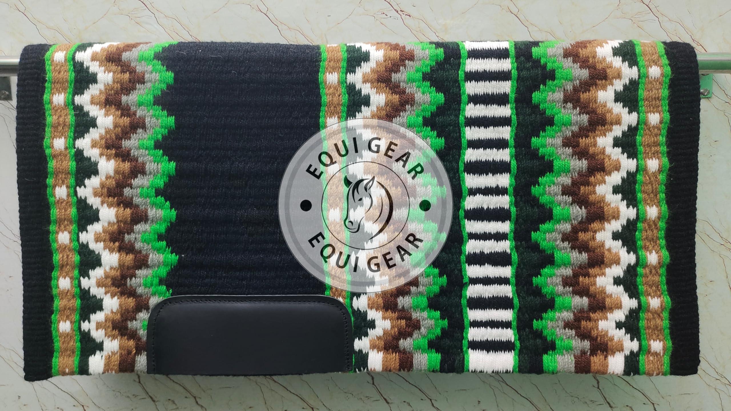 EQUIGEAR EQUIGEAR Western Ranch Horse Saddle Blanket New Zealand Wool Western Design Handmade Saddle Blanket Top Wool Pad Sensor Flex (Customization Available) ZB-062 (34" x 32")