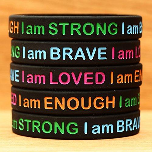 SayitBands SayitBands 10 I Am Strong Brave Loved Enough Wristband - Silicone Bracelets