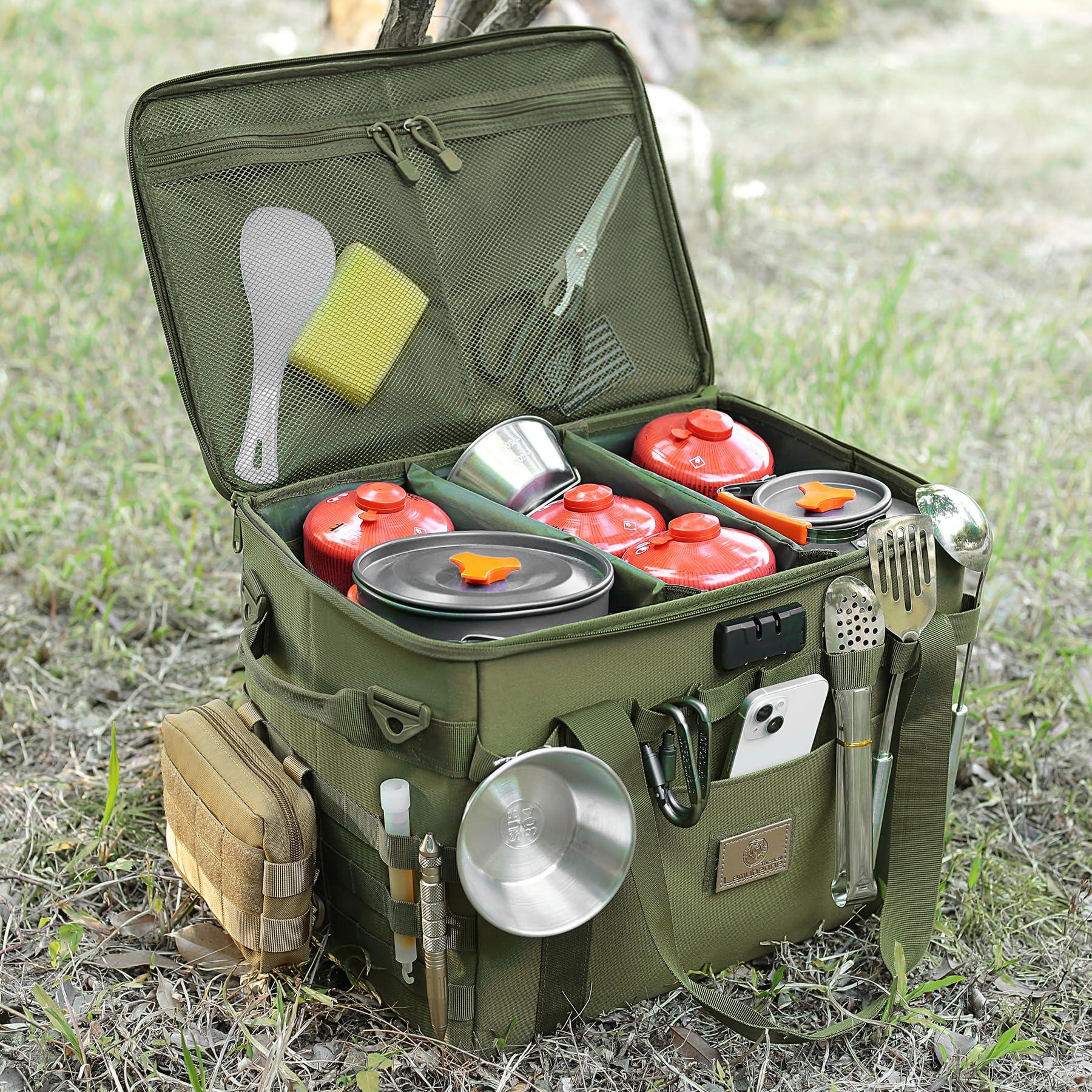 Lemubeane Lemubeane Tactical Camping Storage Bag - 38L Utility Tote Bag Organizer with Combination Lock and Shoulder Strap (Tan, 38L)