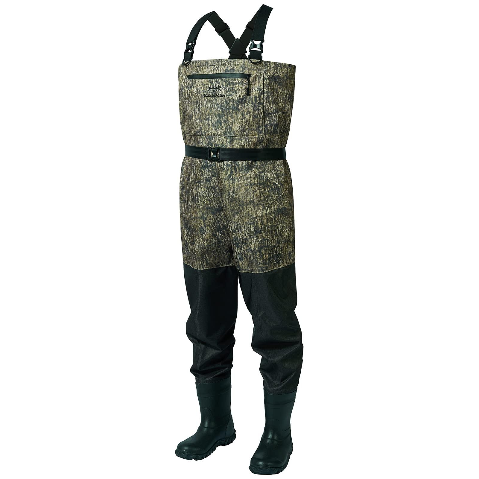 BASSDASH BASSDASH IMMERSE Breathable Ripstop Stocking Boot Foot Fishing Hunting Waders Lightweight Grey Camo Chest Wader for Men Women
