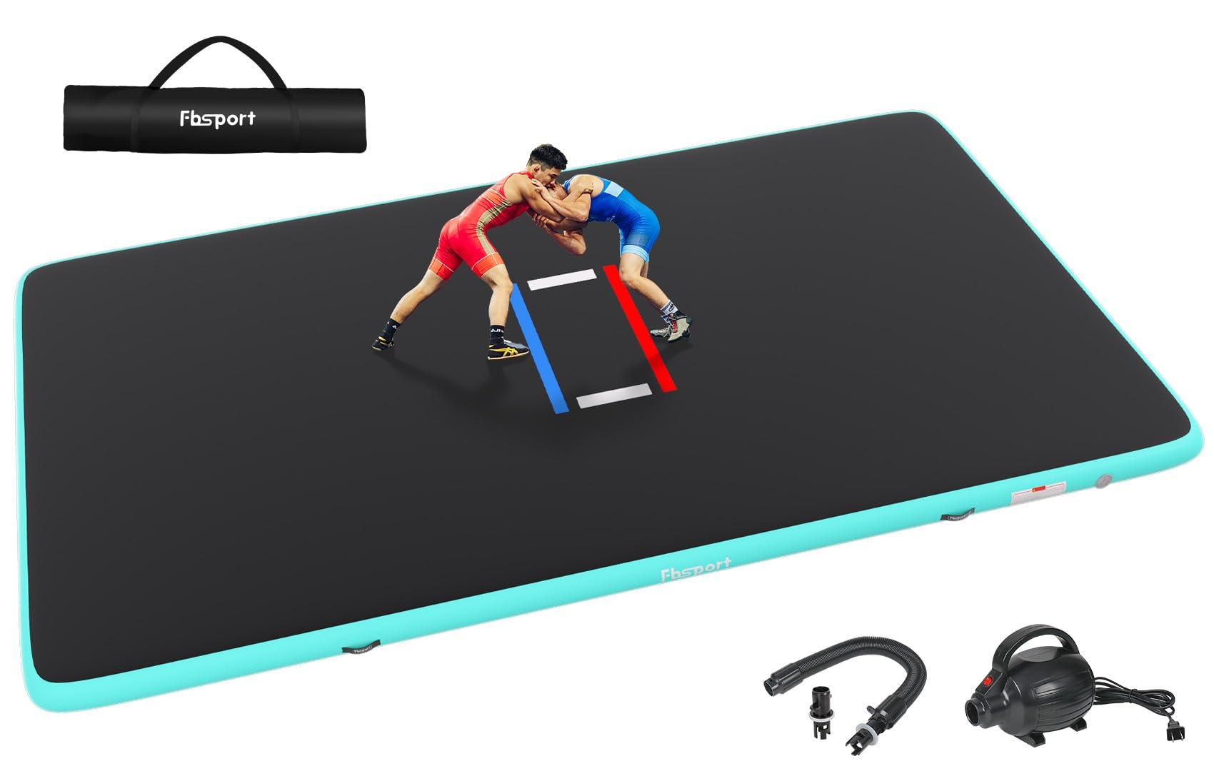 FBSPORT FBSPORT Inflatable Wrestling Mat, Outdoor and Indoor PVC Jiu Jitsu Mats, 10'x5' Gymnastics Training Mat Foldable Home Mat for BJJ, MMA, Martial Art, Boxing, Grappling and Judo