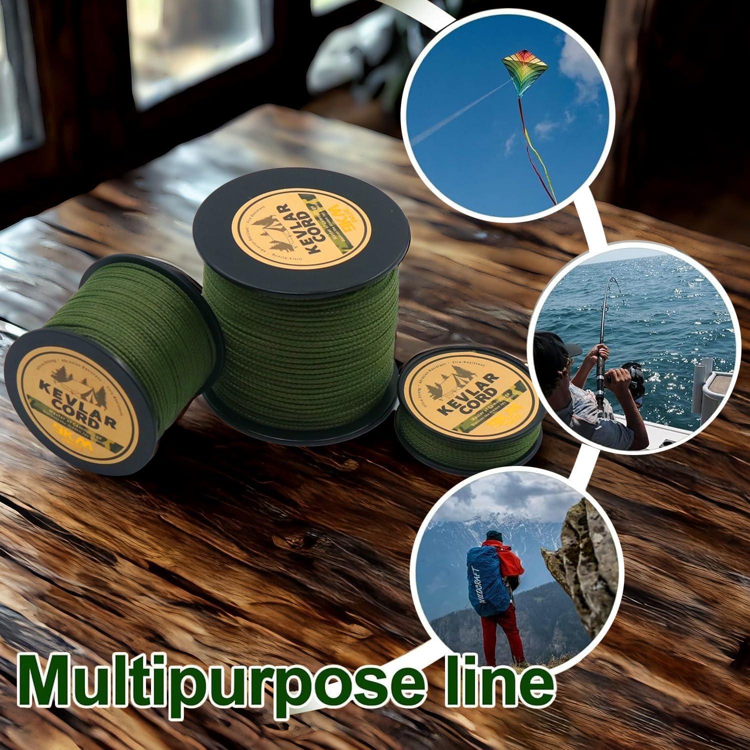 9KM DWLIFE 9KM DWLIFE Camo Green Kevlar Line, 200lb 200ft High Strength, Ultralight, Abrasion Resistance for Trip Wire, Saw, Model Rocket, Hammock Tarp Ridgeline, Tactical Survival for Outdoor
