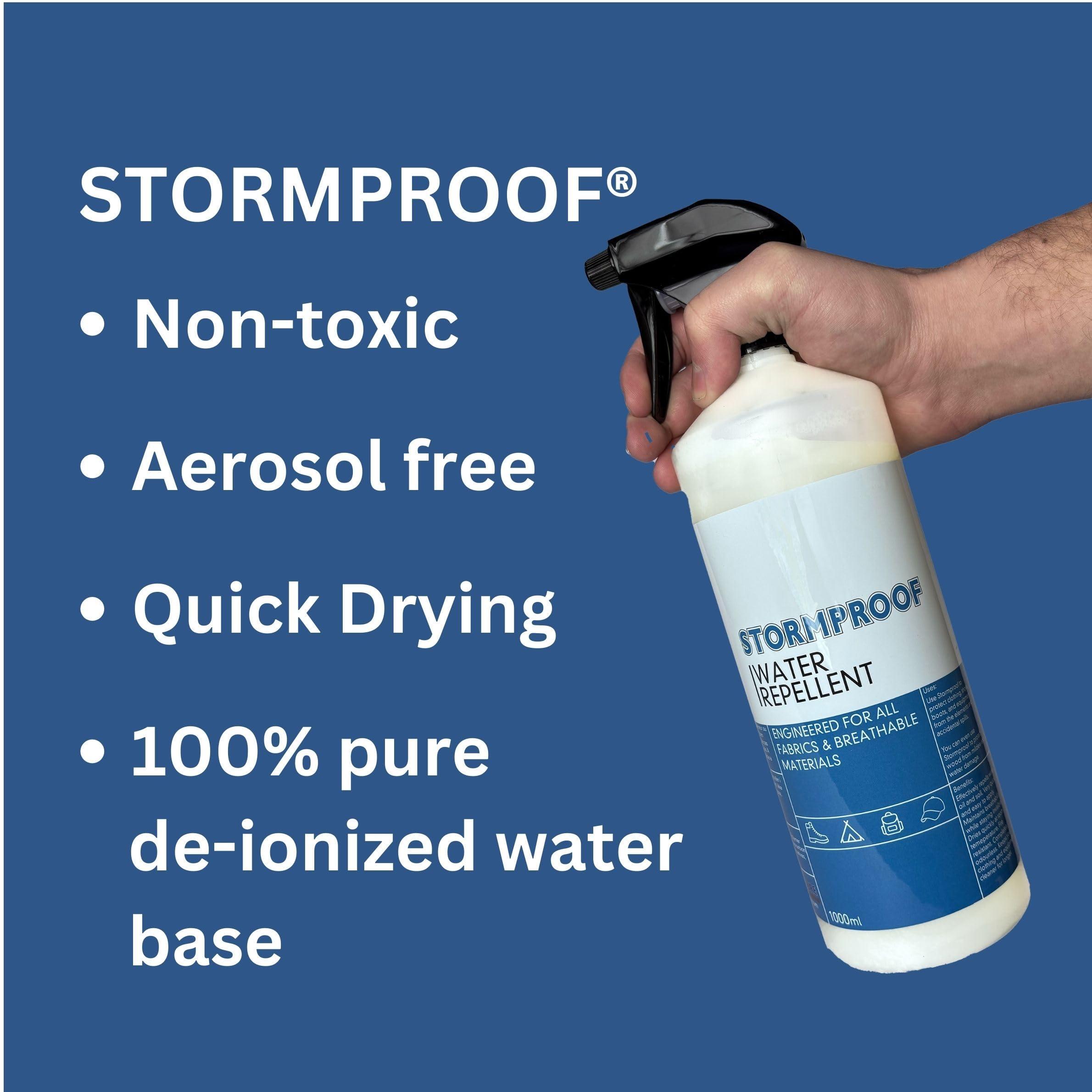Stormsure Stormproof Ultimate Waterproofing Spray - Repels Water, Oil, Stains for Outdoor Gear, Clothing & Footwear - Breathable, Ideal for Camping & Hiking (1 Litre)