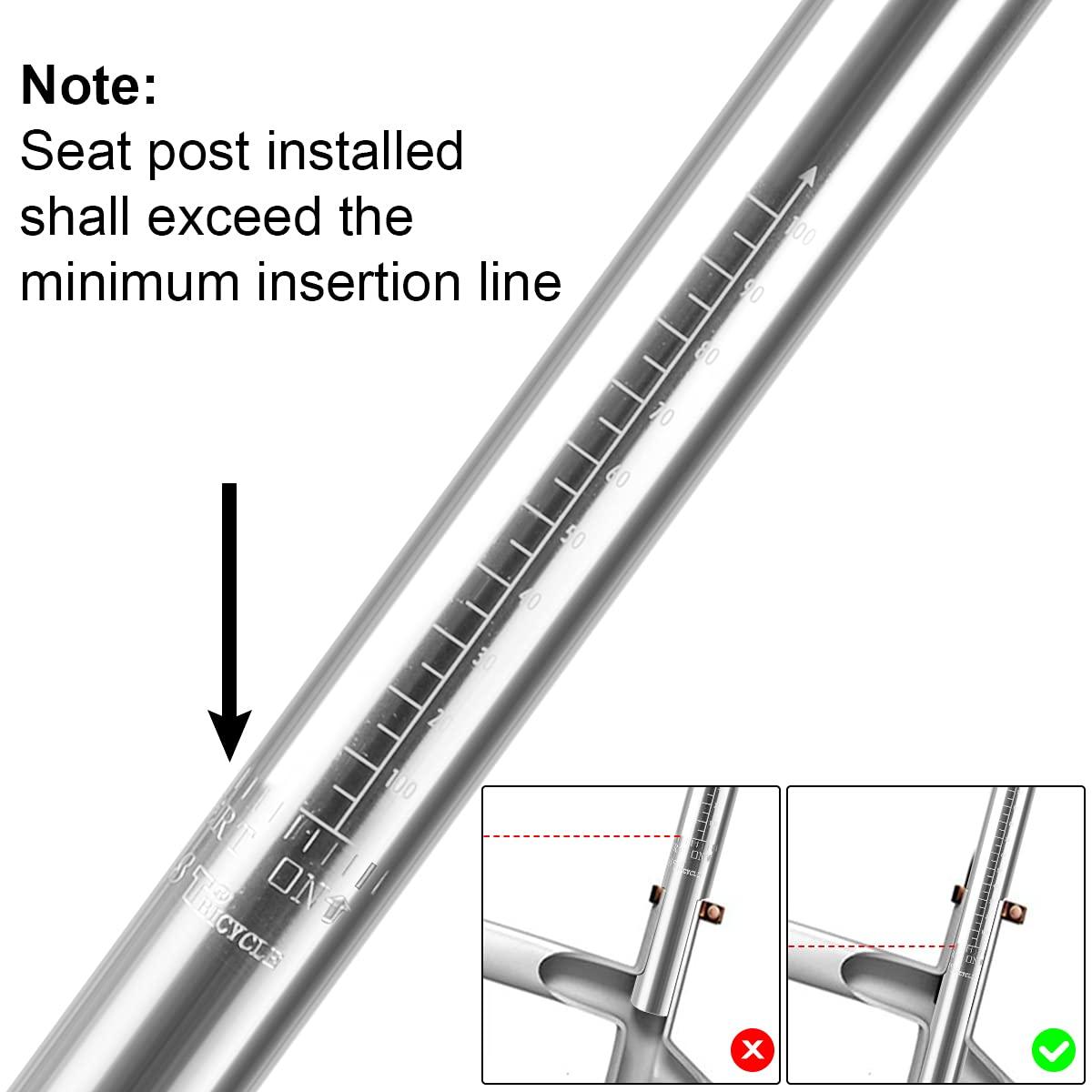 Thinvik Thinvik Bike Seat Post,Polished Aluminum Alloy,350mm ,Mountain &Road Bicycle Fixed Gear Cycling Seatpost 25.4/27.2/28.6/30.4/30.8/31.6mm ,Silver Seat Post Replacement-28.6mm
