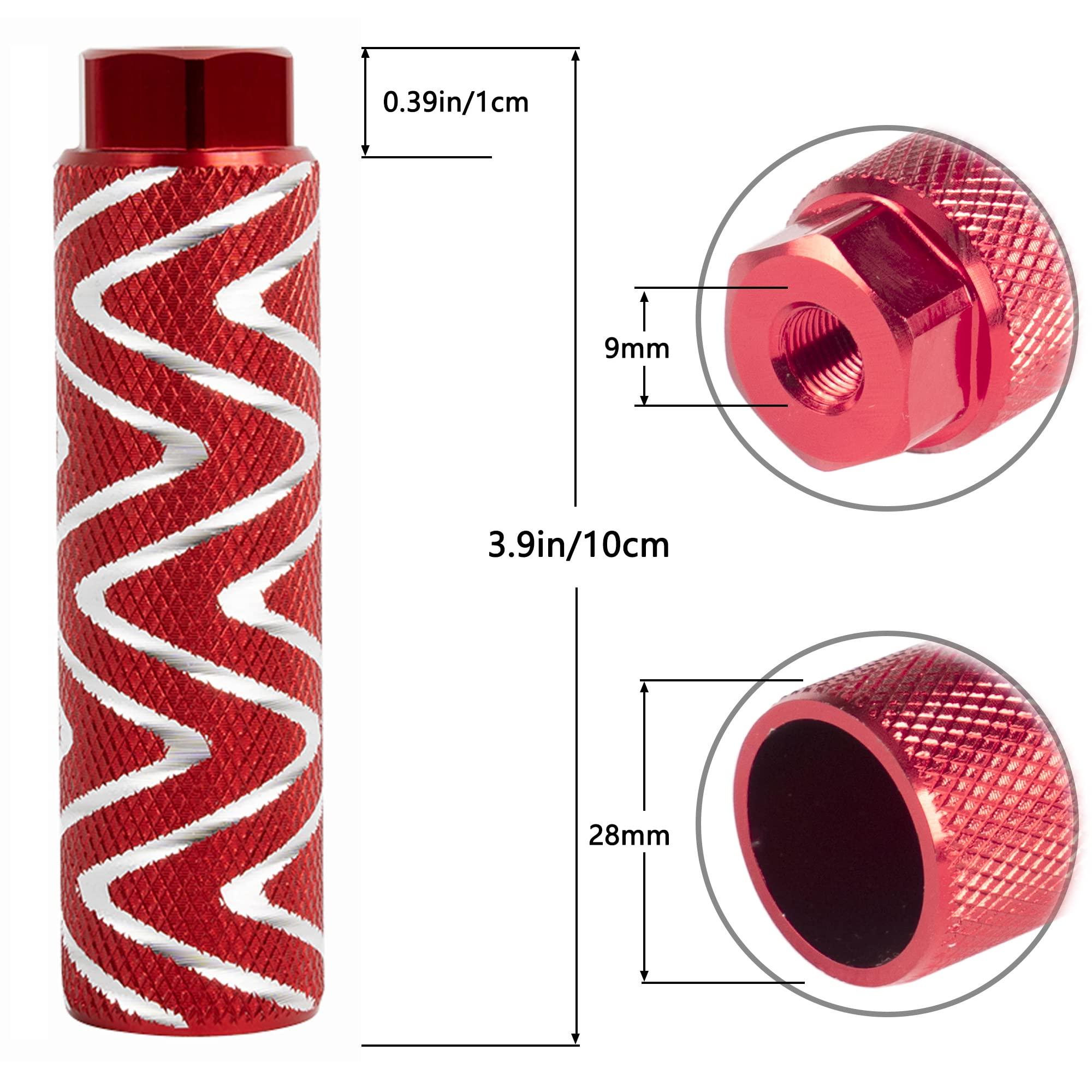 KINSPORY KINSPORY 4PC Bike Pegs for 3/8 inch Axles, Aluminum Alloy Anti-Skid BMX Bicycle Pegs for Mountain Bike Backseats Stands Cycling Rear Stunt Pegs (W' Red)