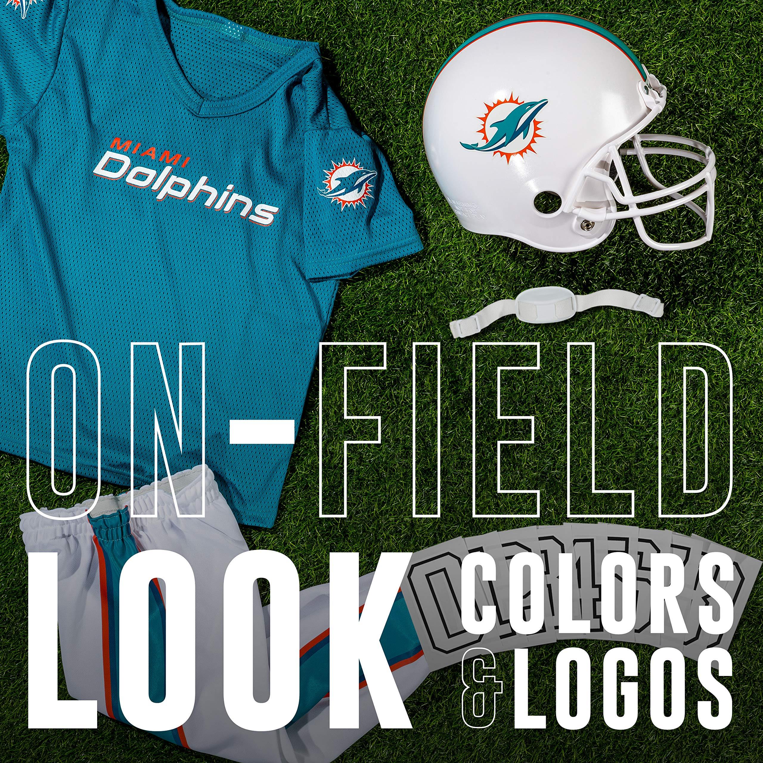 Franklin Sports Franklin Sports Miami Dolphins Kids Football Uniform Set - NFL Youth Football Costume for Boys & Girls - Set Includes Helmet, Jersey & Pants - Medium