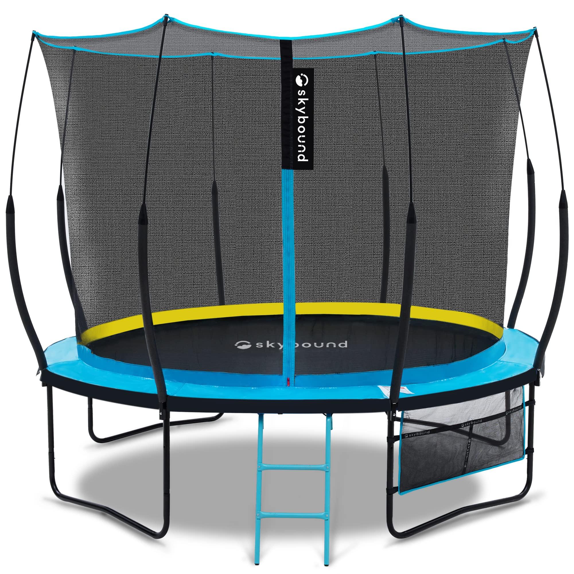 SkyBound SkyBound Trampoline - 10ft 12ft 14ft Large Outdoor Backyard ASTM Approved Heavy Duty Trampolines for Kids & Adults - Patented Fiberglass Curved-Pole Outside Recreational Trampoline with Jumpgame App