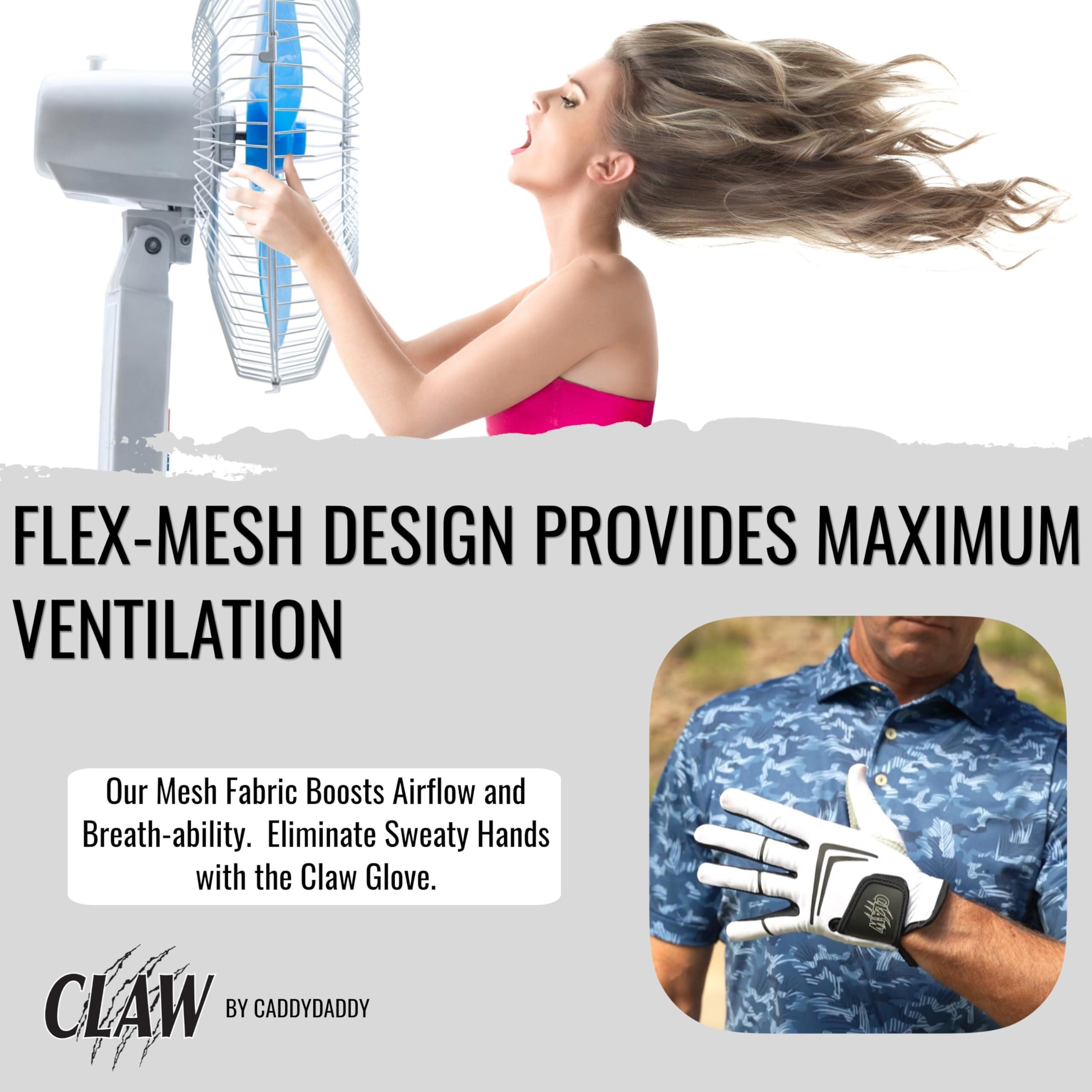 CaddyDaddy CADDYDADDY Claw Golf Gloves for Men | Flex-Mesh Design for Cool Ventilation | Lasts 3-5 Times Longer than Leather | Silicone-Web Coating for Maximum Grip | 100% Machine-Washable | WHITE | LH-CADET MED