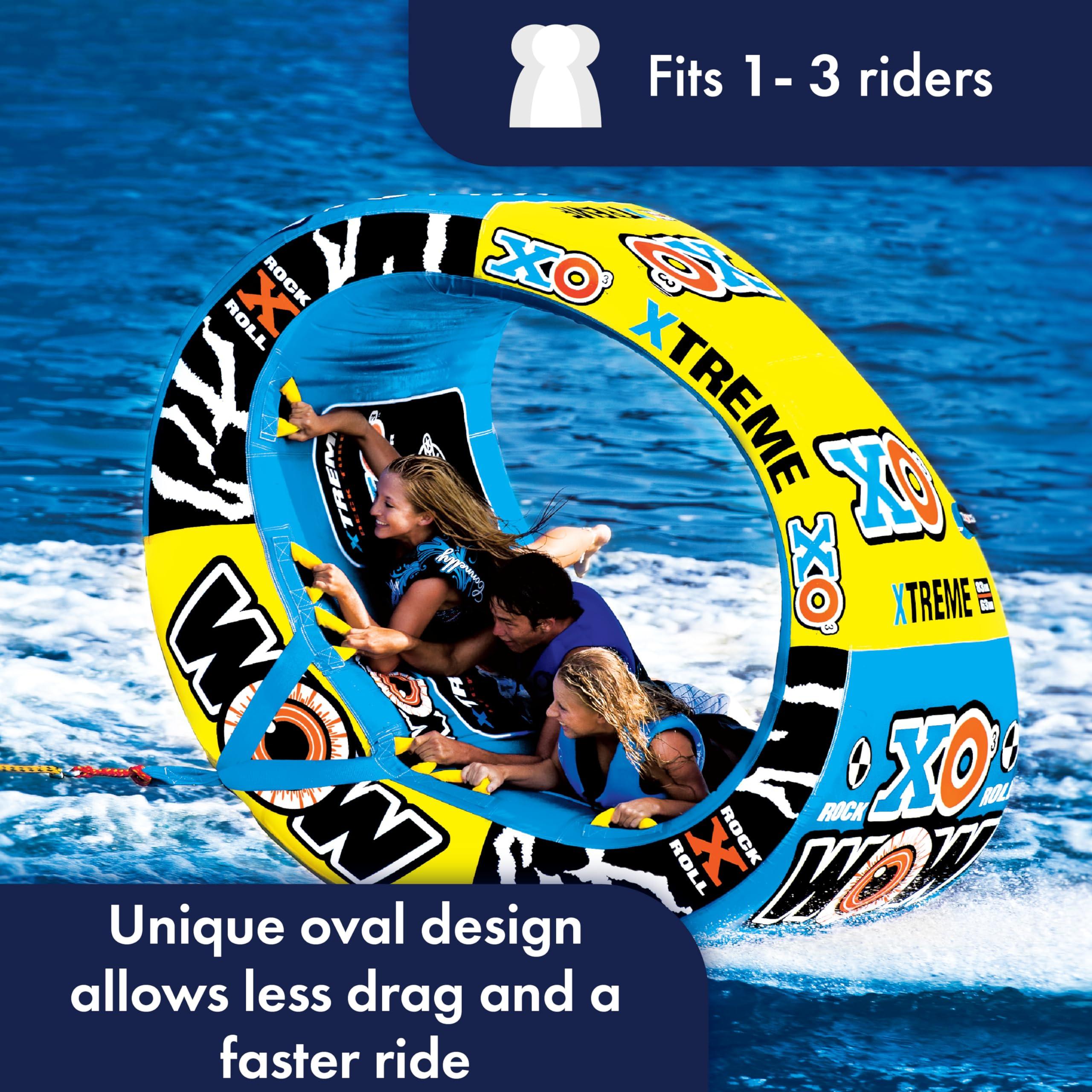 WOW Sports Wow Sports XO Xtreme Oval Towable Tube for Boating 1-3 Person 510 lbs Capacity Inflatable Boat Tube for Lake Sports Heavy Duty Nylon Cover Kids & Adults