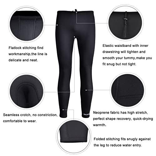 REALON REALON Wetsuit Pants Men Womens Wet Suits Swim Tights 3mm Neoprene Swimming Leggings 2mm Long Diving Surfing Kayak Pant Keep Warm for Workout Scuba Snorkeling Canoeing Water Sports (M)